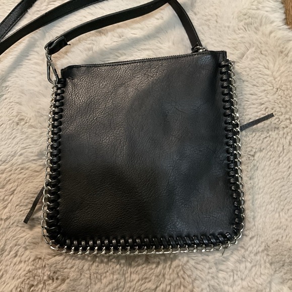 Expressions NYC Fringe Crossbody Black Chain Edge Vegan Black Western Concert - Picture 3 of 10